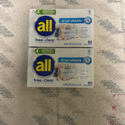 2 All Free & Clear Dryer Sheets