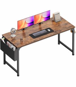 Praisun 55'' Computer Desk with Fabric Storage Bag Office Desk with Durable Desktop, Large Gaming Desk, Writing Work Study Desk for Bedroom, Home Offi