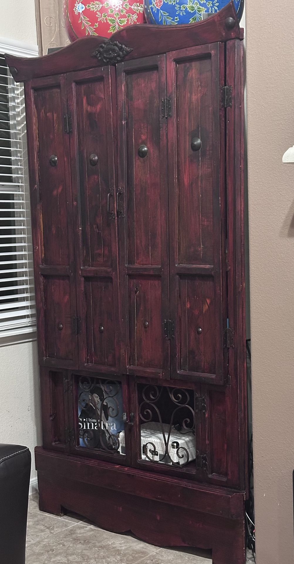 Solid Wood Corner Shelf Cabinet – Artisan Crafted