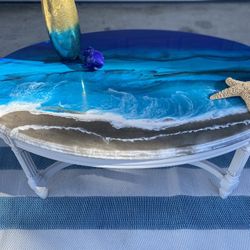 Oval Epoxy Ocean Pour Table - Coffee 