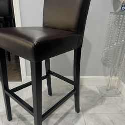 3  brown high chairs 