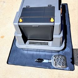 TOPYANS Stainless Steel XXXL Extra-Large Cat Litter Box with Lid High-Sided Enclosed Design Leak-Proof & Easy to Clean Ideal for Cats and Large Feline
