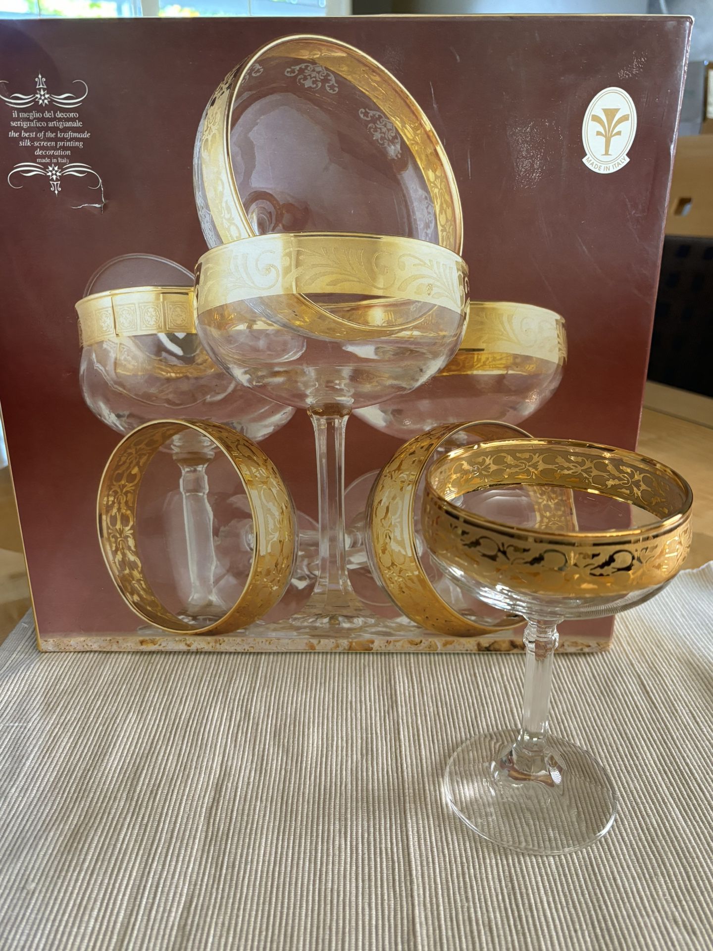 Gold Rimmed Coupe Glasses