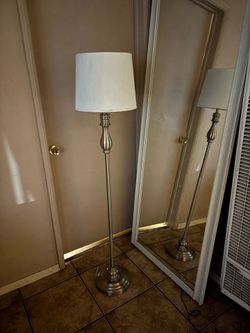 Floor Lamp with White Drum Shade