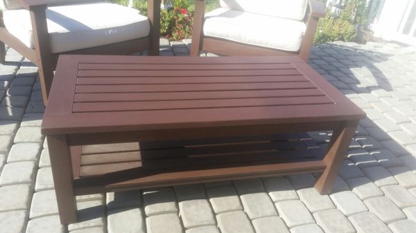 Pottery Barn Outdoor Chesapeake Wood Patio Coffee Table For Sale