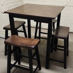 Wood Dining Table and Chairs (Counter Height)