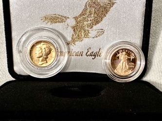 (2) 2026 1/10 oz American Eagle & mercury dime