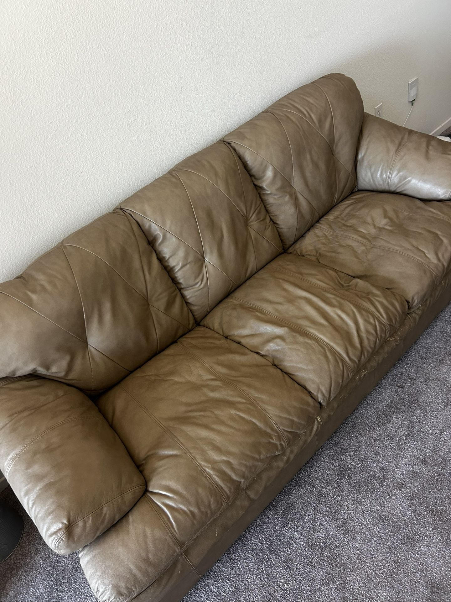 Beige Leather Couch