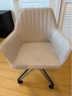 Modern Beige Rolling Desk Chair