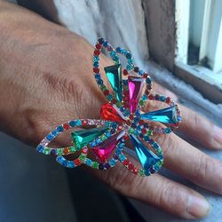 Multicolor Butterfly Stretchable Ring 