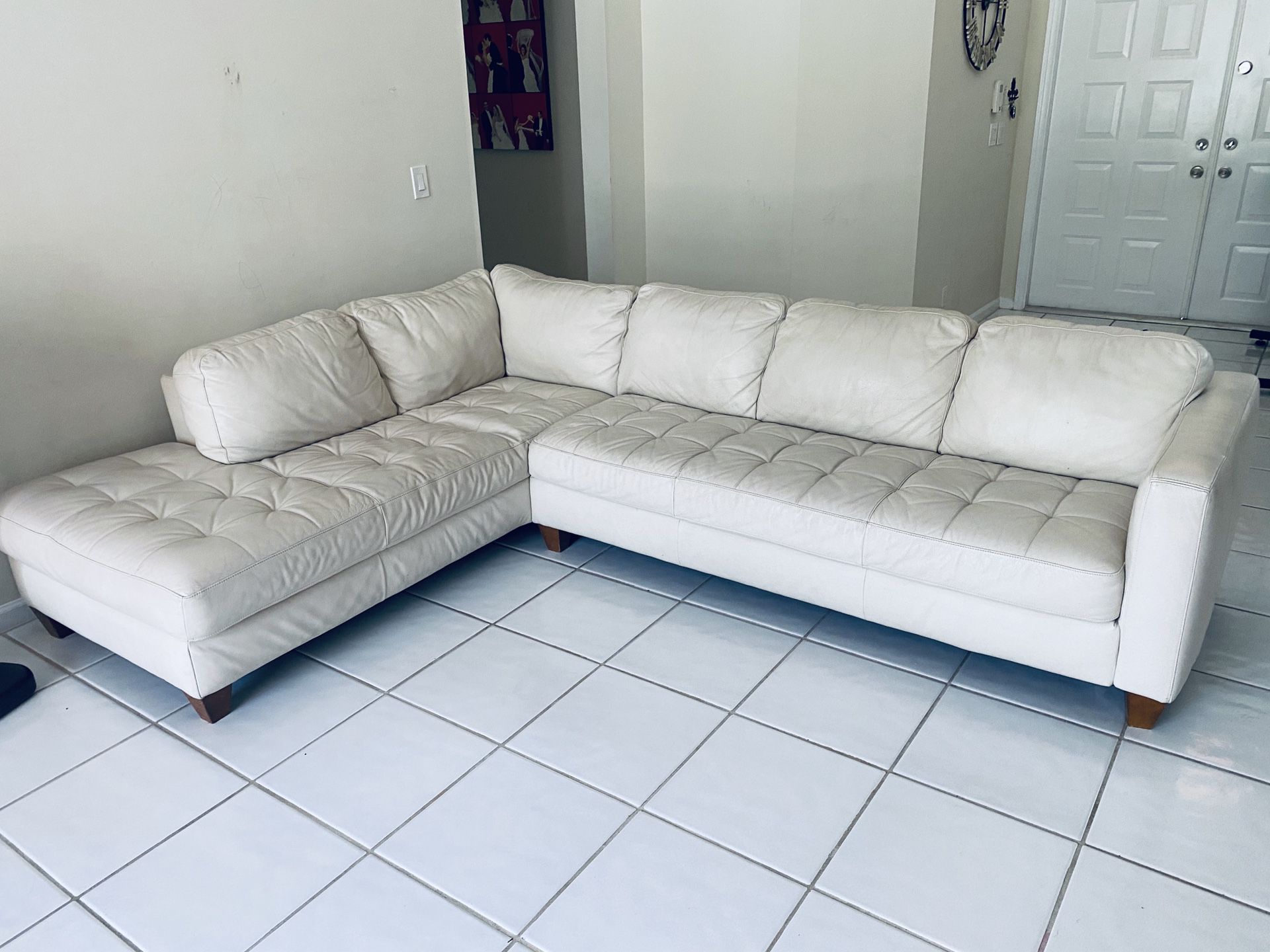 White Sectional Leather Couch