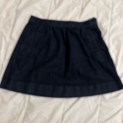 J.Crew dark denim blue bubble mini skirt women’s size 6 zip side opening #preppy #denim