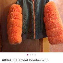 Statement Bomber with Chunky Orange Fur Sleeves