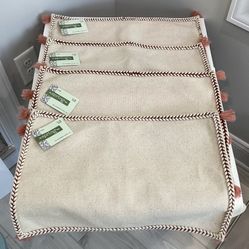 Set of 4 Brand New with Original Tags Spring Shop Rectangular Cotton Placemats with Corner Tassels
