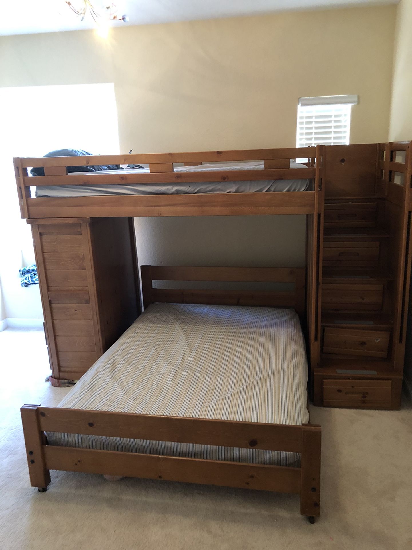 Light Brown Wood Bunk Beds