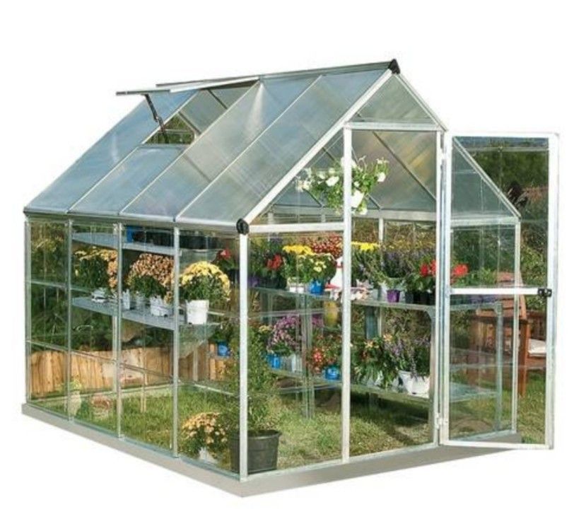 Palram HG5508PH Hybrid Hobby Greenhouse, 6' x 8', Silver, Plant Hangers Included