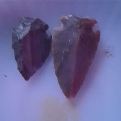 Flint Knapped Stone Arrowheads Set of 2