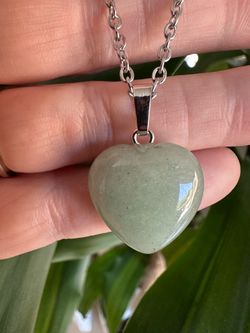 New, beautiful Green Aventurine Crystal heart necklace. Shipping available.