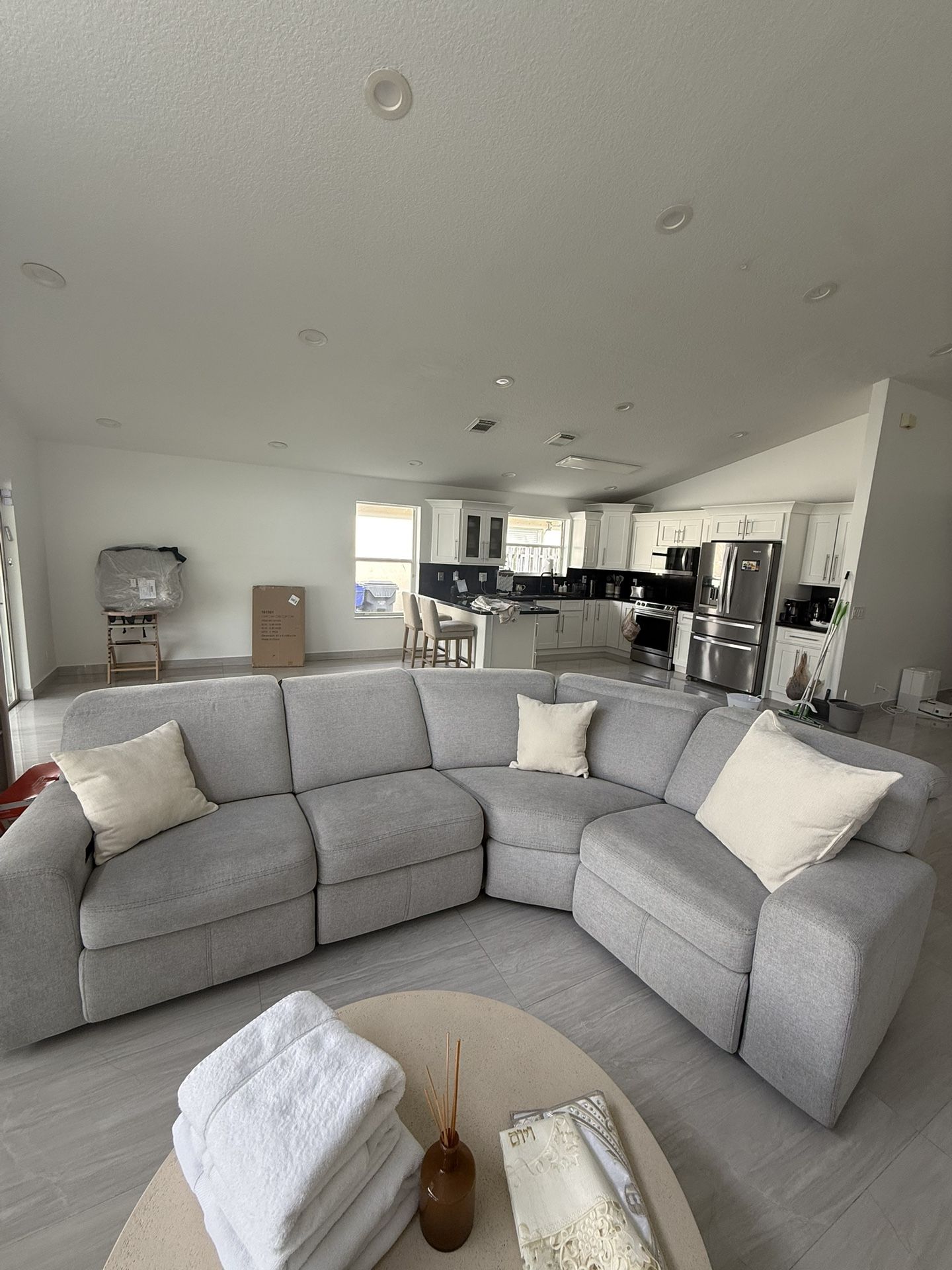 Callum Light Gray Power Reclining Sectional