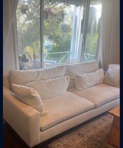 West Elm harmony Couch 92”, Down Blend, Alabaster, walnut