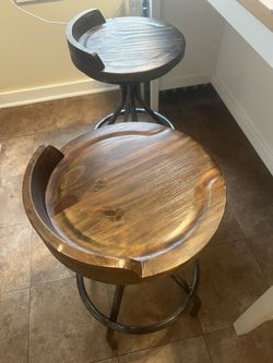 Industrial Rustic Adjustable Stool (Pair)