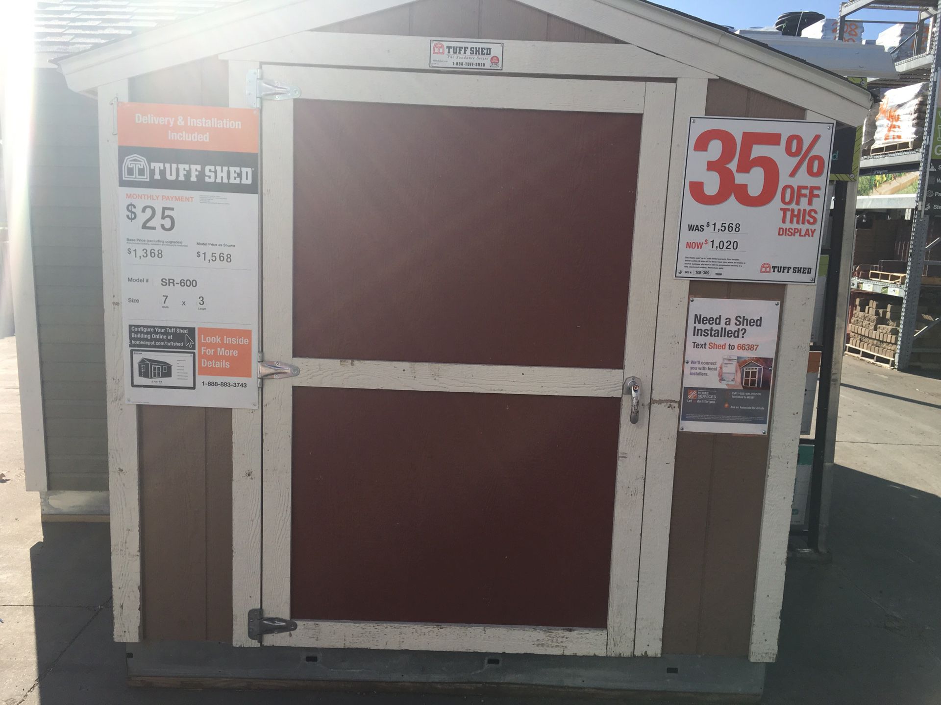 Small display storage shed clearance