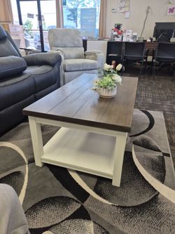 Farmhouse Coffee Table with Lower Shelf