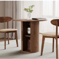 Round table in walnut color