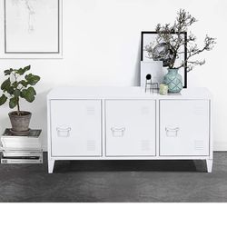 White Metal Locker Storage Cabinet TV Stand File Storage Kitchen Cupboard 2 Tier Brand New In Box 📦 