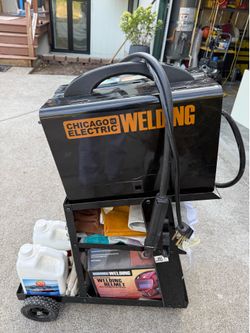 Chicago Electric welding machine, typically sold at Harbor Freight, which often comes as a compact flux core welder.