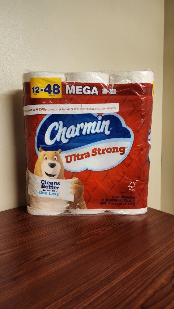 Charmin Ultra Strong Toilet Paper – 12 Mega Rolls, 220 Sheets per Roll