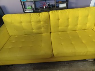 Yellow Tufted Fabric Sofa