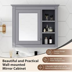 Brand new Bathroom Wall Cabinet with Mirror, 30'' x 28'' Medicine Cabinet with Mirror Door and Adjustable Shelves, Over Toilet Storage Cabinet, Wall-M