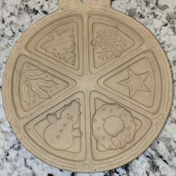 1995- Williams-Sonoma Superstone Shortbread Mold 6 Cookies Christmas