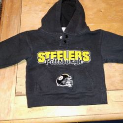 Toddler Boy Clothing & Shoes Bundle. Includes A 2T Pittsburgh Steelers Hoodie, Nike Low-Top Sneakers (Size 6), And Crocs - Style Sandals (Size 5). 