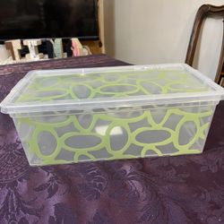 Green Plastic Decorative Shoebox Storage Container 