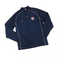 VINTAGE NIKE TEAM USA JACKET MEDIUM M MENS BLUE US SOCCER WINDBREAKER FULL ZIP