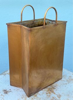 Vintage Gio Ponti attributed brass bag magazine holder/wastebasket