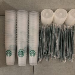 Starbucks Venti Reusable Cup With Lids And Straws. Lot Of 59 