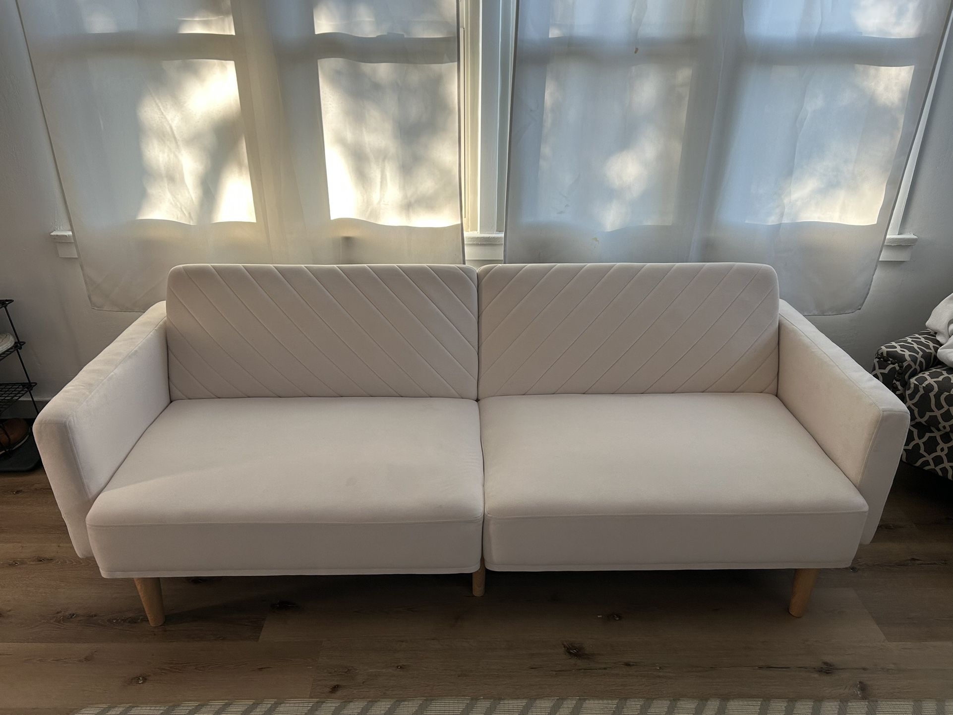 White Velvet Futon