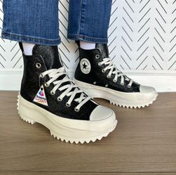 ⭐Converse 7 Women's Shoes Run Star Hike Platform Glitter Sneakers Black A07947C