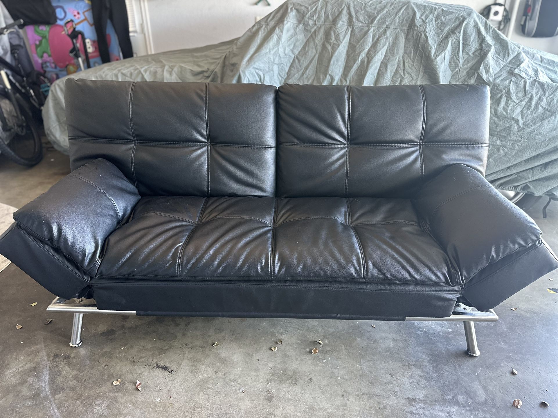 Black Leather Futon