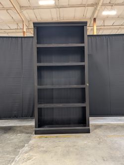 Tall Dark Wood Finish Multi-Shelf Bookcase Storage Unit