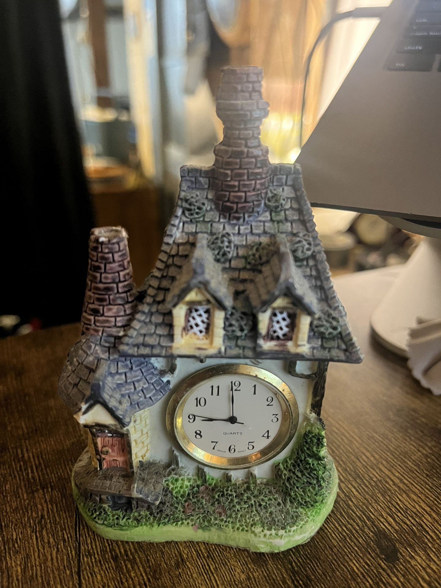 Mantle Clock Miniature Decorative Cottage House 3 In Wide By 5 In Tall Works