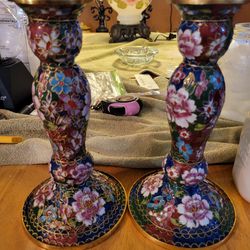 Cloisonne Candle Holders 