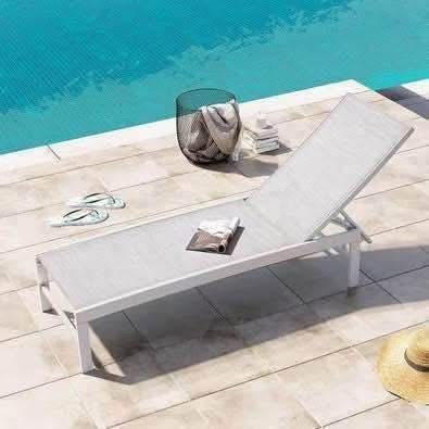 New White Gray Textile nice Aluminum Adjustable Outdoor Chaise Lounge