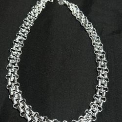 925 Sterling silver necklace -chunky silver chainmail necklace. 