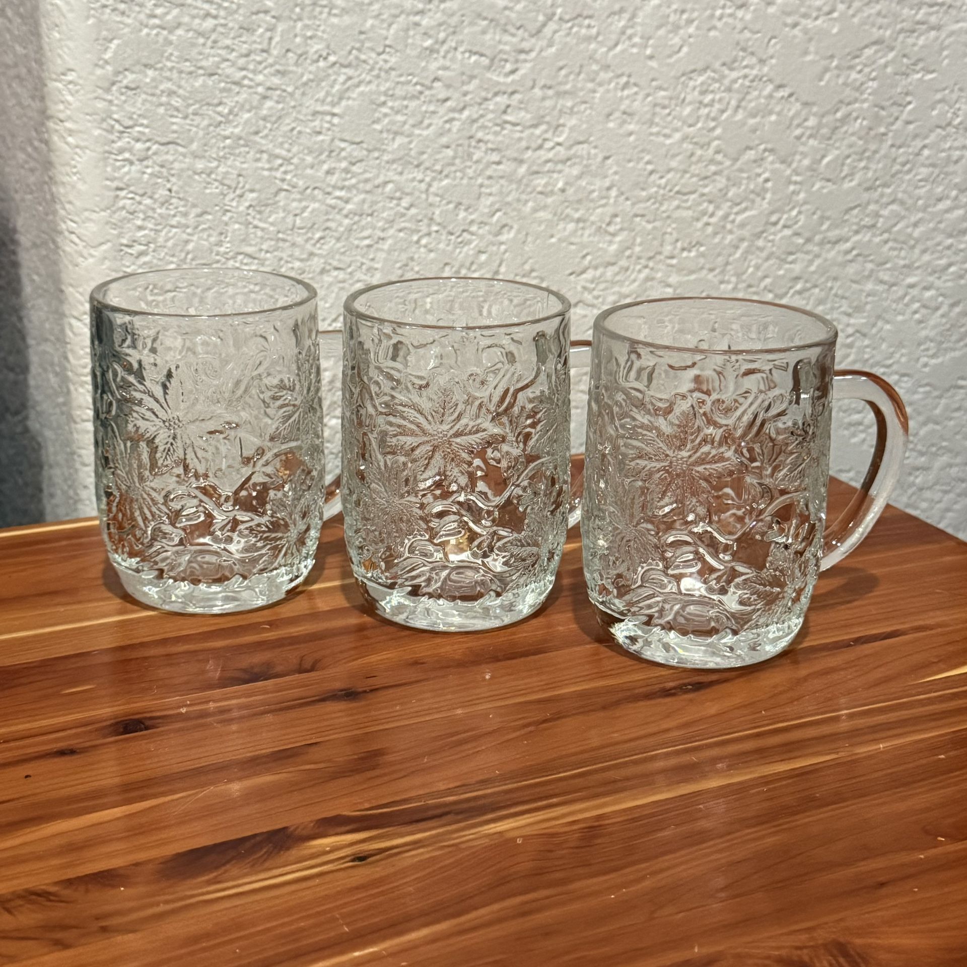 Vintage Pressed Glass Mugs • Set of 3