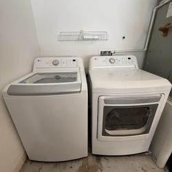LG Washer & Gas Dryer Set – 5.0 cu ft Washer + 7.3 cu ft Dryer – White (WT7150CW / DLG7151W)