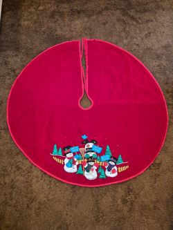 Festive Red Fabric Christmas Tree Skirt